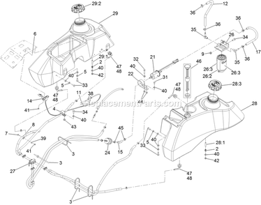 Fuel Assembly Diagram and Parts List for LZDS902K72RD (314000000-314999999)(2014) Exmark Lawn Mower