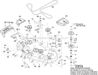 Deck Assembly Diagram and Parts List for TTX680PKC52400 (315000000-315999999)(2015) Exmark Lawn Mower