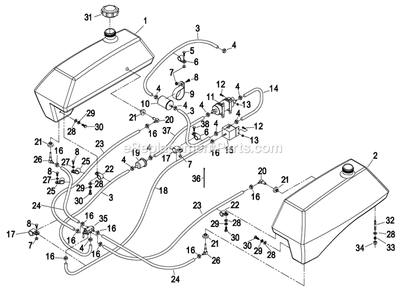 Fuel Group (3) Diagram and Parts List for LZ23KA604 (260000-319999)(2001) Exmark Lawn Mower