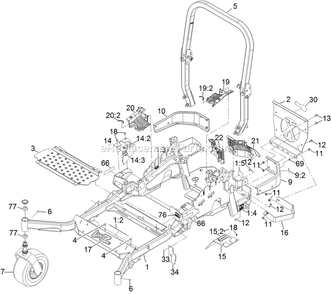 Main Frame Assembly Diagram and Parts List for LZS742KC604 (314000000-314999999)(2014) Exmark Lawn Mower