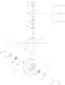 Lh Deck Rear Caster Wheel And Fork Assembly Diagram and Parts List for LZS88CDYM96RW0 (406294345-408644345)(2020) Exmark Lawn Mower
