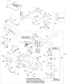 Mower Deck Assembly Diagram and Parts List for TTS680PKCE483 (313000000-313999999)(2013) Exmark Lawn Mower
