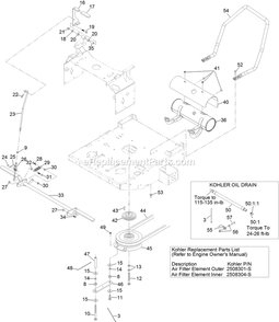 Park Brake And Engine Assembly Diagram and Parts List for TTX650EKCE604 (313000000-313999999)(2013) Exmark Lawn Mower