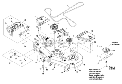 Deck Group (1) Diagram and Parts List for LZAS29KA724LP (850000-919999)(2010) Exmark Lawn Mower