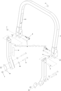 Roll-Over Protection System Assembly Diagram and Parts List for LZS651CKA484A2 (315000000-315999999)(2015) Exmark Lawn Mower