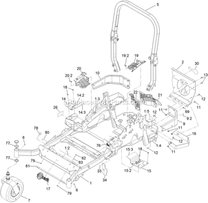 Main Frame Assembly Diagram and Parts List for LZE801GKA604B1 (316000000-399999999)(2016) Exmark Lawn Mower
