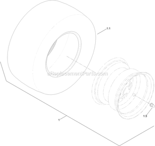 Rear Tire Assembly Diagram and Parts List for QZS708GEM54200 (408644346-411294211)(2021) Exmark Lawn Mower