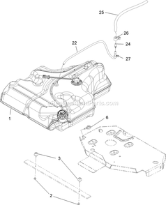 Fuel Tank Mounting Assembly Diagram and Parts List for LZS25EKC604 (920000-999999)(2011) Exmark Lawn Mower