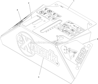Control Panel With Decals Assembly Diagram and Parts List for VHS481GKA36200 (315000000-315999999)(2015) Exmark Lawn Mower
