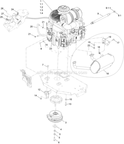Engine Assembly Diagram and Parts List for LZE751GKA604C1 (408644346-999999999)(2021) Exmark Lawn Mower