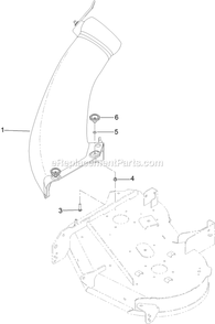 34 Inch Chute Mounting Assembly Diagram and Parts List for 126-6339 (315000000-315999999)(2015) Exmark Lawn Tractor Accessories