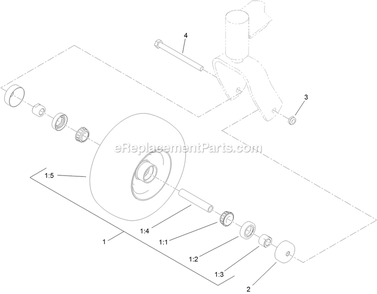 Wheel And Bearing Assembly Diagram and Parts List for VTS541CKA36300 (315000000-315999999)(2015) Exmark Lawn Mower