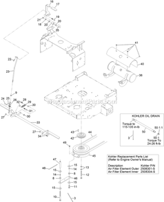 Park Brake And Engine Assembly Diagram and Parts List for TTX650EKCE (312000000-312999999)(2012) Exmark Lawn Mower