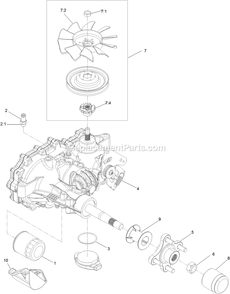 Rh Transaxle Assembly Diagram and Parts List for RAE708GEM52300 (402082300-404314158)(2018) Exmark Lawn Mower