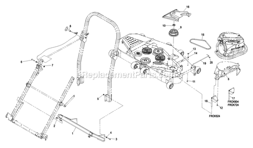 Mounting Components Diagram and Parts List for FRCK724 (670000-719999)(2007) Exmark Lawn Tractor Accessories