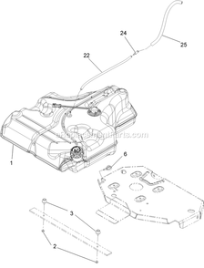 Fuel Tank Mounting Assembly Diagram and Parts List for LZE22KA484 (920000-999999)(2011) Exmark Lawn Mower