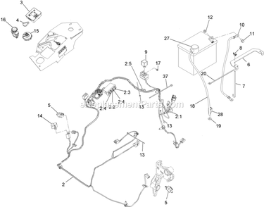 Electrical Assembly Diagram and Parts List for LZE742GKC604C1 (400000000-402082299)(2017) Exmark Lawn Mower