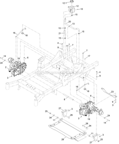 Hydraulic Assembly Diagram and Parts List for RAS740GKC60R00 (400000000-402082299)(2017) Exmark Lawn Mower