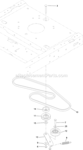 Belt And Pulley Assembly Diagram and Parts List for QTE735KC501 (314000000-314999999)(2014) Exmark Lawn Mower