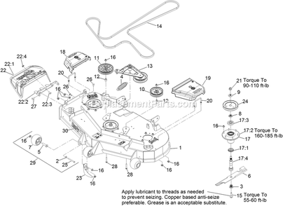 Deck Assembly Diagram and Parts List for LZX740EKC526T0 (315000000-315999999)(2015) Exmark Lawn Mower