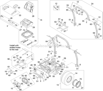 Main Frame Assembly Diagram and Parts List for LZDS902K605 (312000000-312999999)(2012) Exmark Lawn Mower