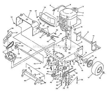 Engine Deck Group Diagram and Parts List for TT-17K 70000-79999 Exmark Lawn Mower