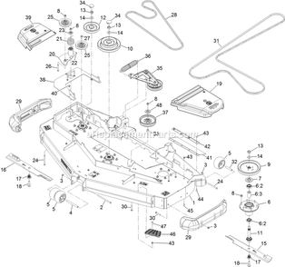 Deck Assembly Diagram and Parts List for LZS801CKA72RA1 (406294345-408644345)(2020) Exmark Lawn Mower