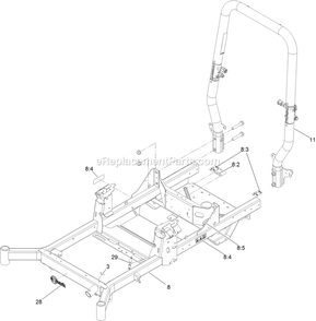 Main Frame Assembly Diagram and Parts List for RAS708GEM60RC3 (406294345-408644345)(2020) Exmark Lawn Mower