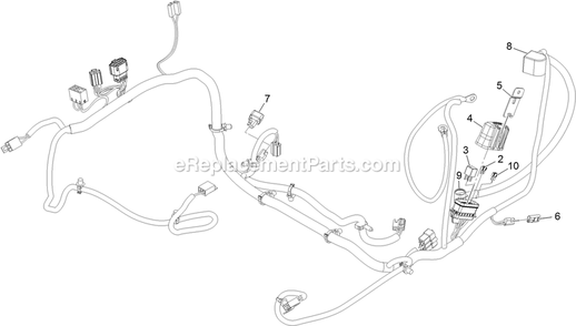 Harness Assembly Diagram and Parts List for RAE708GEM52300 (404314159-406294344)(2019) Exmark Lawn Mower