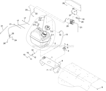 Fuel Assembly Diagram and Parts List for ARX541CKA30000 (400000000-402082299)(2017) Exmark Aerator