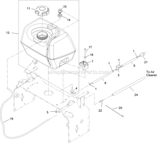 Fuel Tank Assembly Diagram and Parts List for TTX691KAE (312000000-312999999)(2012) Exmark Lawn Mower