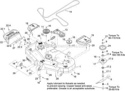 Deck Assembly Diagram and Parts List for LZX24KA526 (920000-999999)(2011) Exmark Lawn Mower