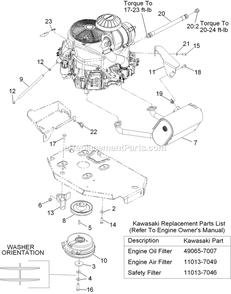 Engine Assembly Diagram and Parts List for LZE20KA484 (920000-999999)(2011) Exmark Lawn Mower