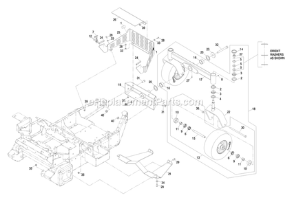Rear Frame Group 27hp Diagram and Parts List for FR20KC (600000-669999)(2006) Exmark Lawn Mower