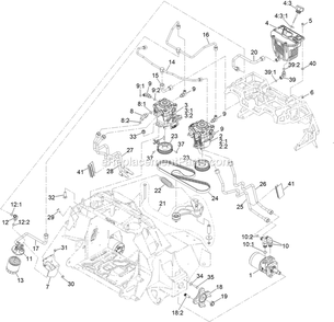 Hydraulic Assembly Diagram and Parts List for STE600CKA323H1 (408644346-411294211)(2021) Exmark Lawn Mower