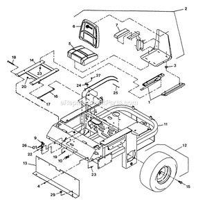 Main Frame Group Diagram and Parts List for LZ-22KC52 (115000-129999)(1996) Exmark Lawn Mower