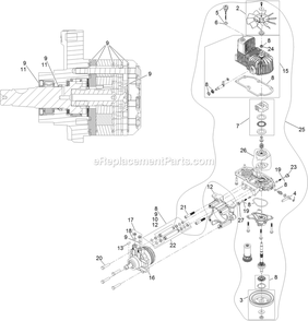 Lh Hydro Assembly Diagram and Parts List for LZE740EKC60400 (406294345-408644345)(2020) Exmark Lawn Mower