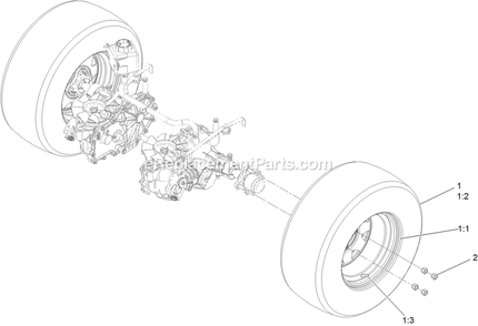 Rear Tire Assembly Diagram and Parts List for RAS708GEM523C3 (402082300-404314158)(2018) Exmark Lawn Mower