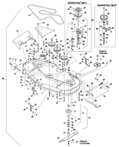 Deck Group (2) Diagram and Parts List for LZ23KA604 (260000-319999)(2001) Exmark Lawn Mower