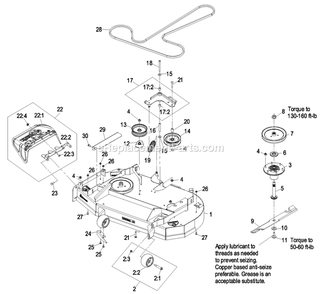 Deck Group (1) Diagram and Parts List for QSP20BV443 (850000-919999)(2010) Exmark Lawn Mower