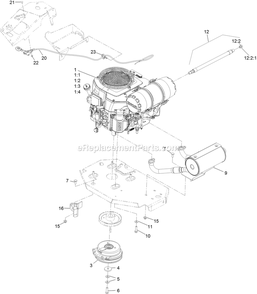 Engine Assembly Diagram and Parts List for LZS740PKC72400 (406294345-999999999)(2020) Exmark Lawn Mower