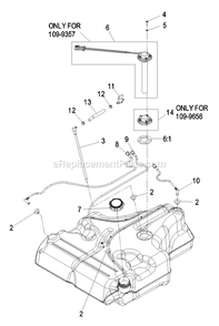 Fuel Tank Assembly Diagram and Parts List for LZZ23KA526 (790000-849999)(2009) Exmark Lawn Mower