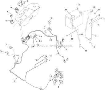 Electrical Assembly Diagram and Parts List for LZS23KC524 (920000-999999)(2011) Exmark Lawn Mower