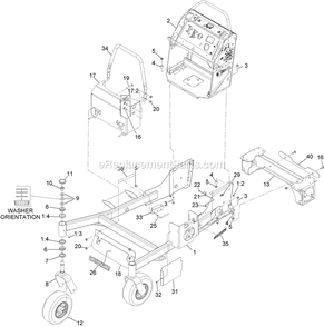 Main Frame Assembly Diagram and Parts List for VTS740PKC60400 (316000000-399999999)(2016) Exmark Lawn Mower