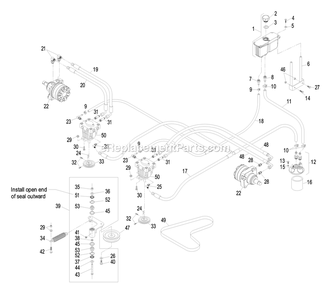 Hydraulic Group Diagram and Parts List for LHP20KC505 (600000-669999)(2006) Exmark Lawn Mower