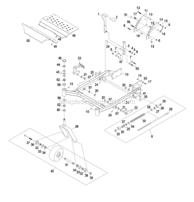 Front Frame Group Diagram and Parts List for LHP19KA465CA (720000-789999)(2008) Exmark Lawn Mower