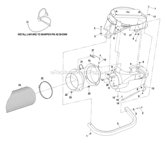 Blower Assembly (2) Diagram and Parts List for FRCK604 (600000-669999)(2006) Exmark Lawn Tractor Accessories