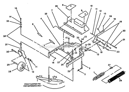 Side Discharge Mower Deck Support Diagram and Parts List for EX20KC (130000-149999)(1997) Exmark Lawn Mower
