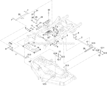 Deck Lift Assembly Diagram and Parts List for RAS740GKC60R00 (400000000-402082299)(2017) Exmark Lawn Mower