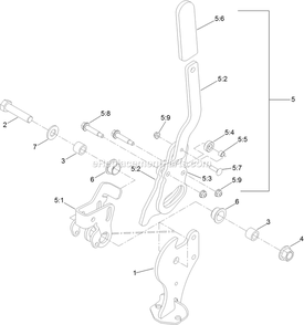 Parking Brake Handle Assembly Diagram and Parts List for LZS801PKA724 (312000000-312999999)(2012) Exmark Lawn Mower